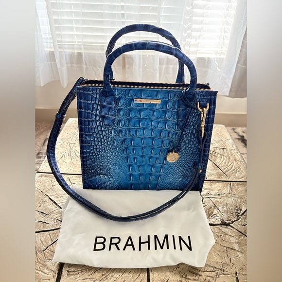 Brahmin Vibrant Blue Embossed Crossbody Bag